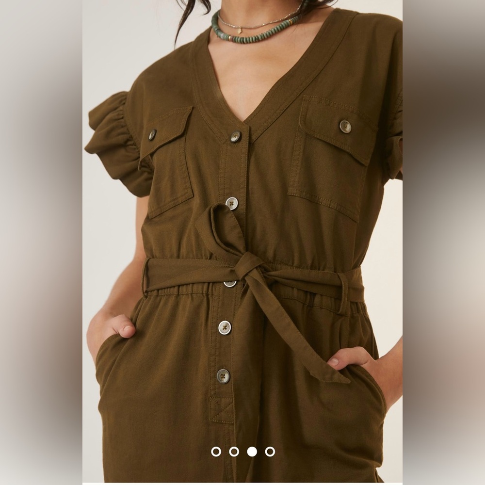 Anthropologie Tapered Ruffle Jumpsuit